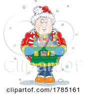 Cartoon Festive Man Carrying Christmas Beer