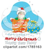 11/29/2022 - Cartoon Cat In A Chimney Over Merry Christmas Happy New Year Text