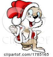 Poster, Art Print Of Christmas Rabbit Wearing A Santa Suit