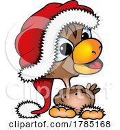 Poster, Art Print Of Christmas Chicken Wearing A Santa Hat