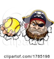 Poster, Art Print Of Pirate Softball Sports Team Cartoon Mascot