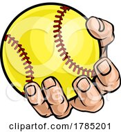Hand Mascot Holding Softball Ball