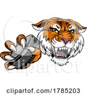 Poster, Art Print Of Tiger Ice Hockey Team Sports Cartoon Mascot