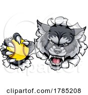 Poster, Art Print Of Wolf Bobcat Softball Animal Sports Team Mascot