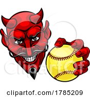 Poster, Art Print Of Devil Softball Sports Team Mascot