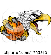 Poster, Art Print Of Eagle Hawk Basketball Ball Cartoon Team Mascot