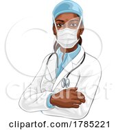 Poster, Art Print Of Black Woman Medical Doctor In Ppe Mask
