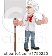 Chef Cook Baker Man Cartoon Holding Sign