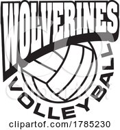 Poster, Art Print Of Black And White Wolverines Volleyball Sports Team Design