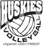 Black And White HUSKIES VOLLEYBALL Sports Team Design