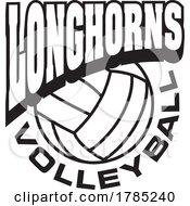 Poster, Art Print Of Black And White Longhorns Volleyball Sports Team Design