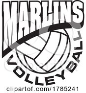 Poster, Art Print Of Black And White Marlins Volleyball Sports Team Design