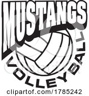Poster, Art Print Of Black And White Mustangs Volleyball Sports Team Design