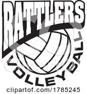 Poster, Art Print Of Black And White Rattlers Volleyball Sports Team Design