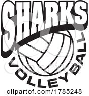 Poster, Art Print Of Black And White Sharks Volleyball Sports Team Design