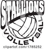 Poster, Art Print Of Black And White Stallions Volleyball Sports Team Design