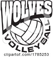 Poster, Art Print Of Black And White Wolves Volleyball Sports Team Design