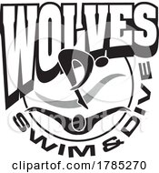 Black And White WOLVES Swim And Dive Sports Team Design