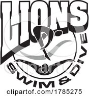 Black And White LIONS Swim And Dive Sports Team Design