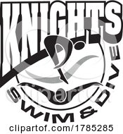 Poster, Art Print Of Black And White Knights Swim And Dive Sports Team Design