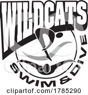 Poster, Art Print Of Black And White Wildcats Swim And Dive Sports Team Design