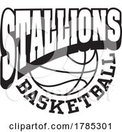 Poster, Art Print Of Black And White Stallions Basketball Sports Team Design