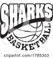 Poster, Art Print Of Black And White Sharks Basketball Sports Team Design