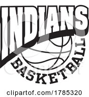 Poster, Art Print Of Black And White Indians Basketball Sports Team Design