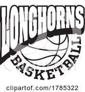 Poster, Art Print Of Black And White Longhorns Basketball Sports Team Design