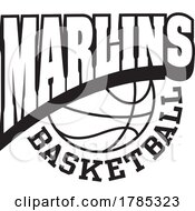 Poster, Art Print Of Black And White Marlins Basketball Sports Team Design