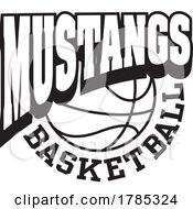 Poster, Art Print Of Black And White Mustangs Basketball Sports Team Design