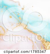 Poster, Art Print Of Hand Painted Alcohol Ink Background With Gold Glitter