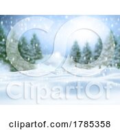 Poster, Art Print Of 3d Winter Snow Against A Defocussed Christmas Tree Landscape