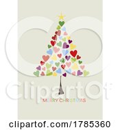 Poster, Art Print Of Christmas Background With Tree Of Hearts Design