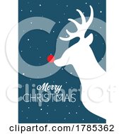 Poster, Art Print Of Christmas Card Design With Red Nosed Reindeer