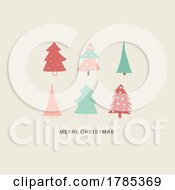 Hand Drawn Christmas Card With Cute Trees Design
