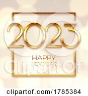 Poster, Art Print Of Golden Happy New Year Background With Bokeh Lights And Gold Numbers