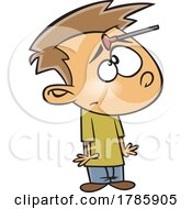 Poster, Art Print Of Clipart Cartoon Boy With A Suction Dart On His Forehead