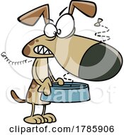 Poster, Art Print Of Clipart Cartoon Hangry Dog Holding A Food Bowl