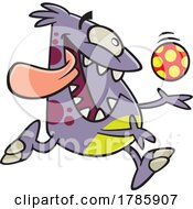 Poster, Art Print Of Clipart Cartoon Monster Playing With A Ball