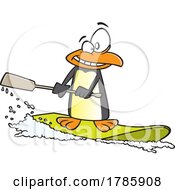 Clipart Cartoon Paddleboarding Penguin