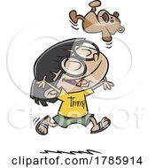 Poster, Art Print Of Clipart Cartoon Boy Timmy Shirt And Playing With A Teddy Bear