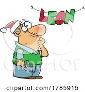 Poster, Art Print Of Clipart Cartoon Festive Man Looking At A Typo Christmas Banner