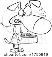 Clipart Cartoon Hangry Dog Holding A Food Bowl