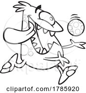 Clipart Cartoon Monster Playing With A Ball