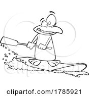 Poster, Art Print Of Clipart Cartoon Paddleboarding Penguin