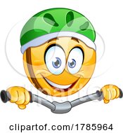 Poster, Art Print Of Cartoon Emoticon Wearing A Helmet And Riding A Bike