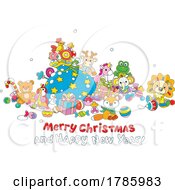 Poster, Art Print Of Gifts And Santas Sack With A Christmas Greeting