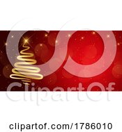 Christmas Banner With Golden Tree Design
