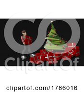 Poster, Art Print Of Young Person Placing Gift Under Christmas Tree
